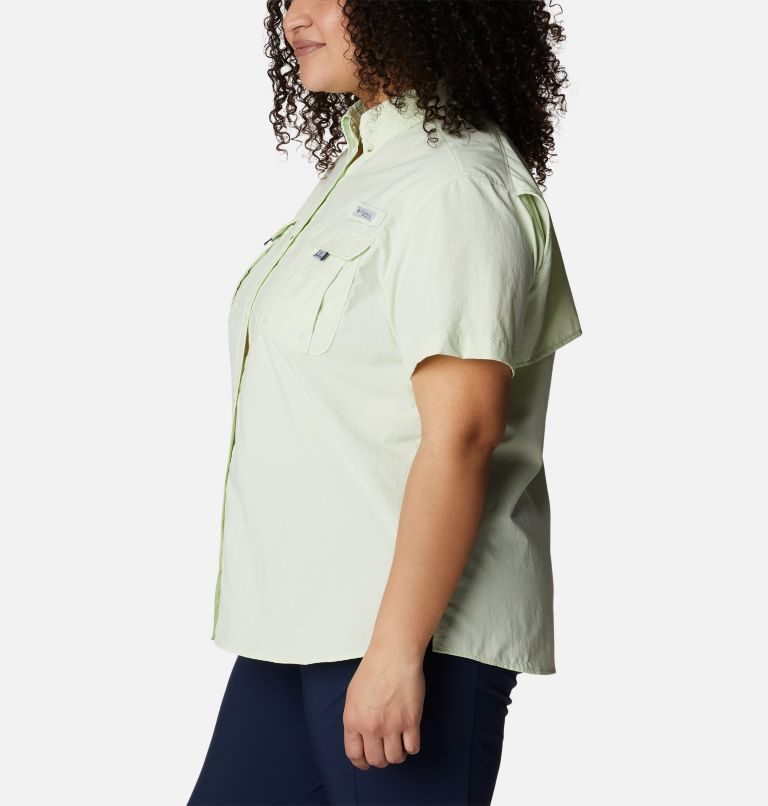 Women's Columbia PFG Bahama Short Sleeve Shirts Mint | Plus Size CA-W4C85